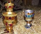 Üç Kings Teklifleri, altın, buhur ve Bebek İsa&#039;ya mür